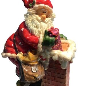 Vintage Santa climbing ladder to Chimney with bag Toys Figurine Home Christmas